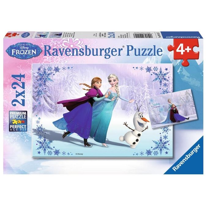 Ravensburger Puzzle 2X24 Frozen per bambini con personaggi famosi ideali per sviluppare la mente e la creativita'