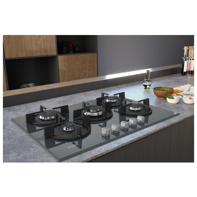 Hotpoint HAGD 72S-MR Linea Estetica Diamond Piano Cottura a Gas 5 Zone Griglie in Ghisa 73cm Specchio