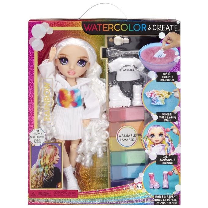 MGA Entertainment Bambola Rainbow High WaterColor e Create Dolls- Purple Eyes