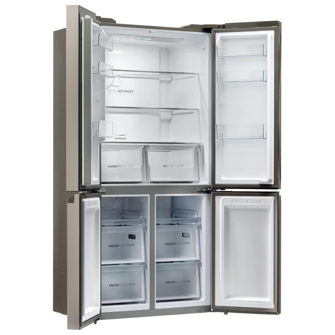Haier HCR5919ENMM Frigorifero Americano Side by Side 643 Litri Classe E No Frost colore New Platinum Inox Cube 90 Serie 5