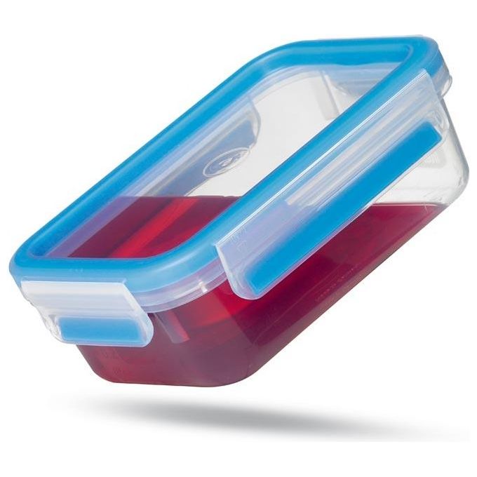 Emsa Food ClipandClose Contenitore Salvafreschezza Trasparente-Azzurro Set 3 Pezzi 0,55Litri