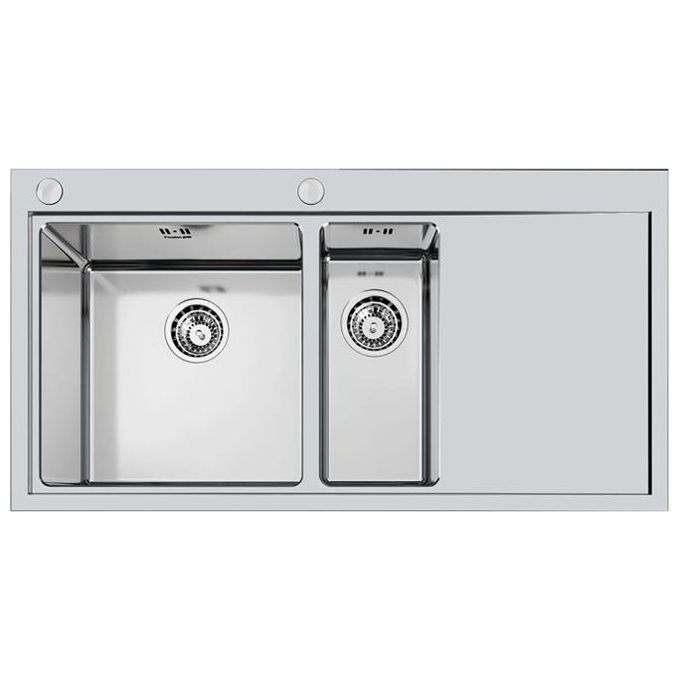 Foster 1251 052 Master Lavello Acciaio spazzolato da incasso Filotop Gocciolatoio a Destra 1 Vasca e 1-2 100x52cm