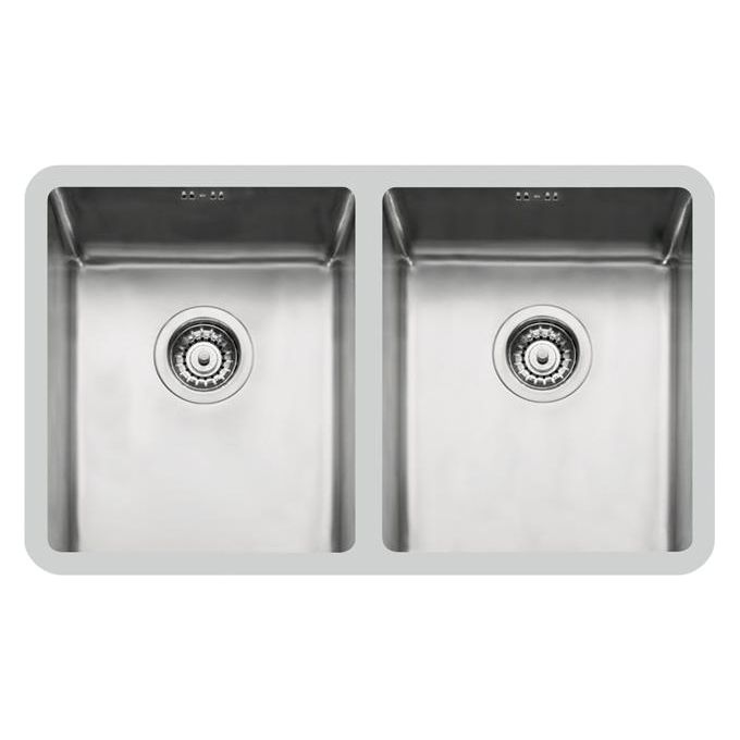 Foster 2203 850 KE R15 Lavello Acciaio Inox Spazzolato da incasso Sottotop 2 Vasche 76x45cm