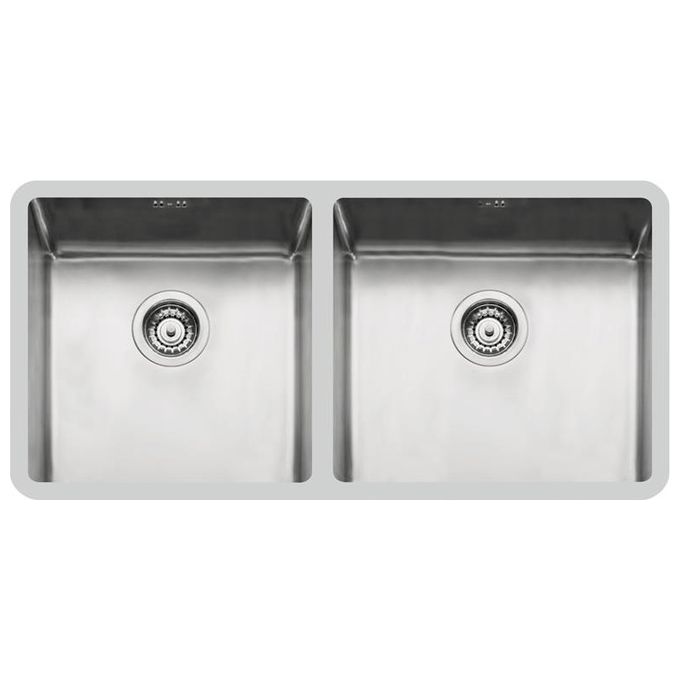 Foster 2207 850 KE R15 Lavello Acciaio Inox Spazzolato da incasso Sottotop 2 Vasche 93x45cm