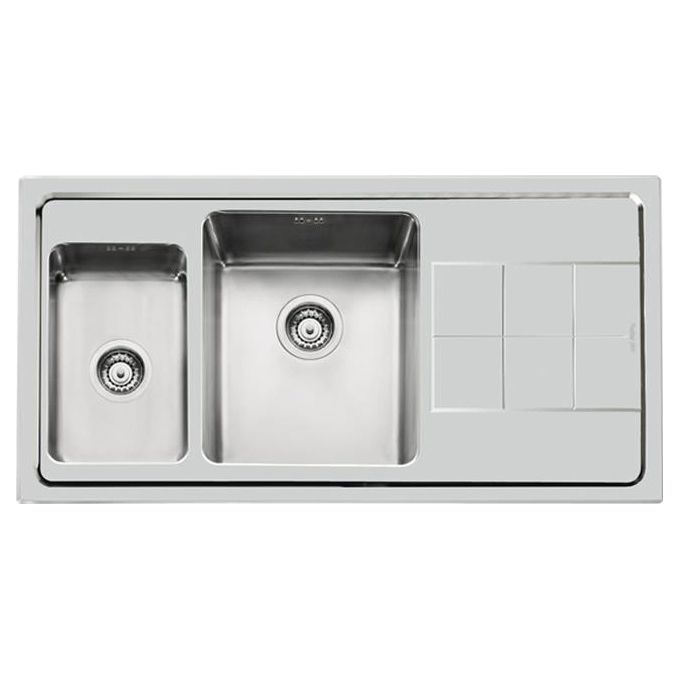 Foster 2297 052 Lavello Acciaio Inox Spazzolato da incasso semifilo Gocciolatoio a Destra 1 Vasca e 1-2 98,3x51,3cm