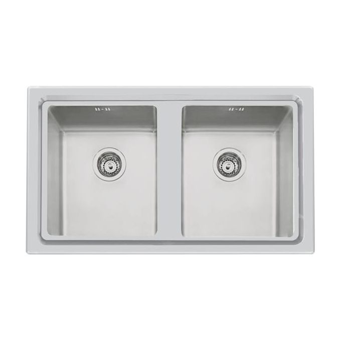 Foster 2283 050 KE Lavello Acciaio Inox Spazzolato da incasso Semifilo 2 Vasche 87,3x51,3cm