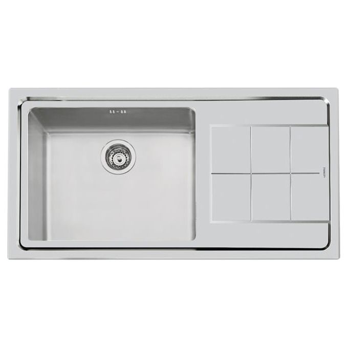 Foster 2263 052 KE Lavello Acciaio Inox Spazzolato da incasso Semifilo Gocciolatoio a Destra 1 Vasca 98,3x51,3cm