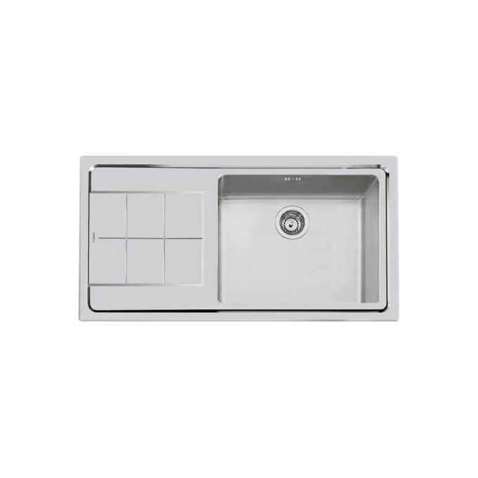 Foster 2263 051 KE Lavello Acciaio inox Spazzolato da incasso Semifilo Gocciolatoio a Sinistra 1 Vasca 98,3x51,3cm