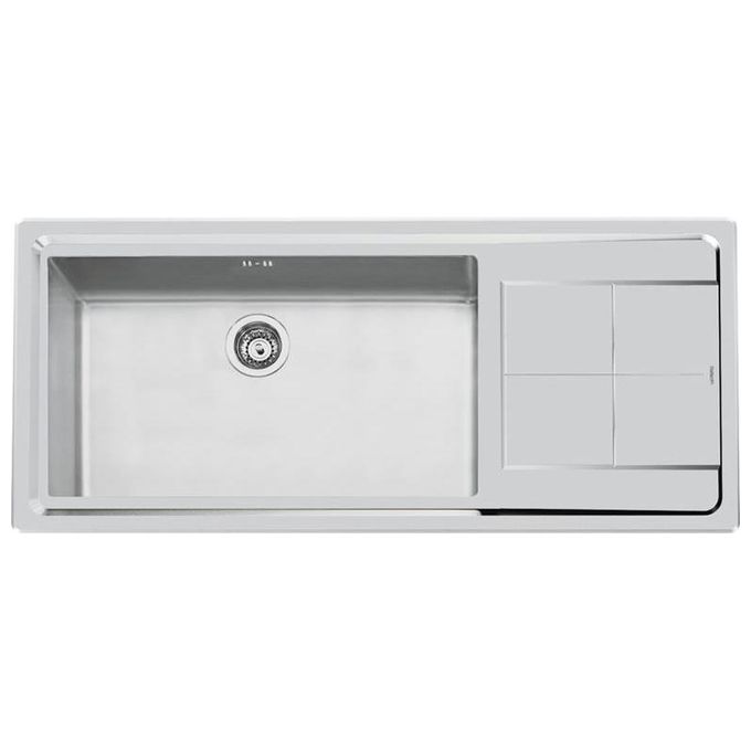 Foster 2211 052 Lavello Acciaio Inox Spazzolato da Incasso Semifilo Gocciolatoio a Destra 1 Vasca  117,3x51,cm