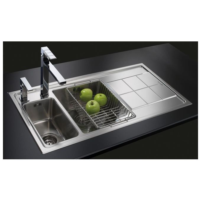 Foster 2211 051 KE Lavello Acciaio Inox Spazzolato da incasso Semifilo Gocciolatoio a Sinistra 1 Vasca 117,3x51,3cm