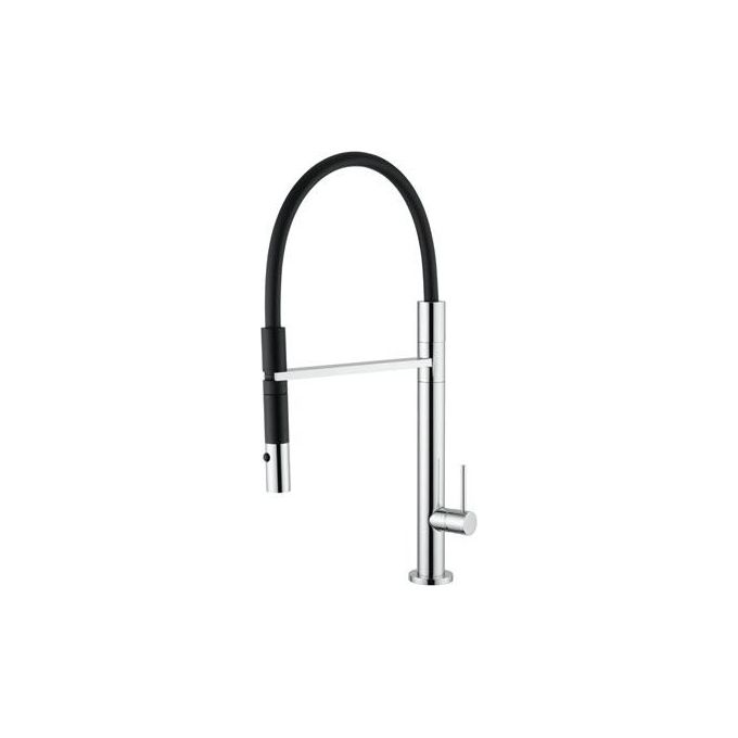 Foster 8477 100 Marine Tube Miscelatore monocomando con canna girevole 360° e doccia snodabile  Nero-Inox Satinato