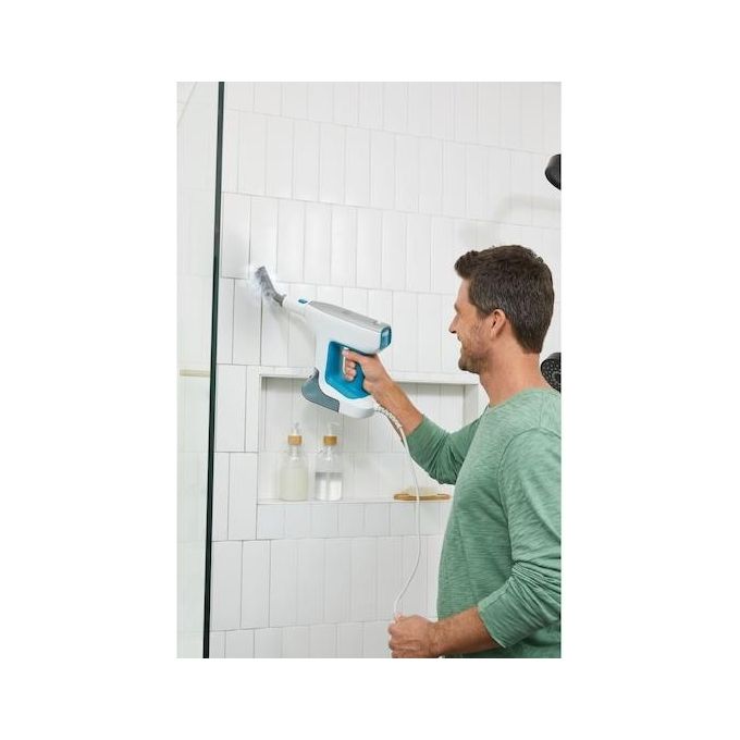 Black+Decker BHSM15FX08 – Pulitore a vapore 2 in 1, capacita' serbatoio 0.5 L, Potenza 1500 W, Pressione vapore elevata, Autonomia fino a 20 min, Kit estensione incluso, Colore Bianco-Arancio