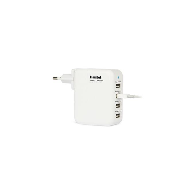 Hamlet Alimentatore Parete 4 porte Usb 20w con Adattatori