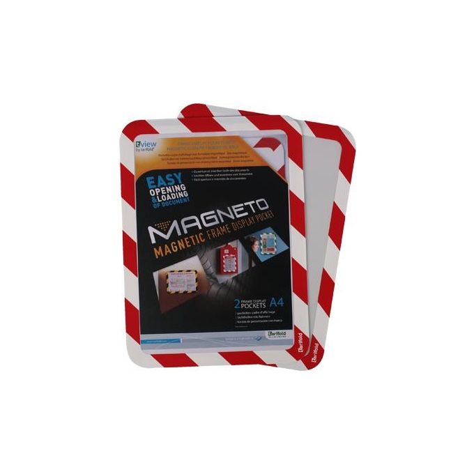 Tarifold Confezione 2 Cornici Magnetiche con Retro Adesivo A4 Rosso-Bianco