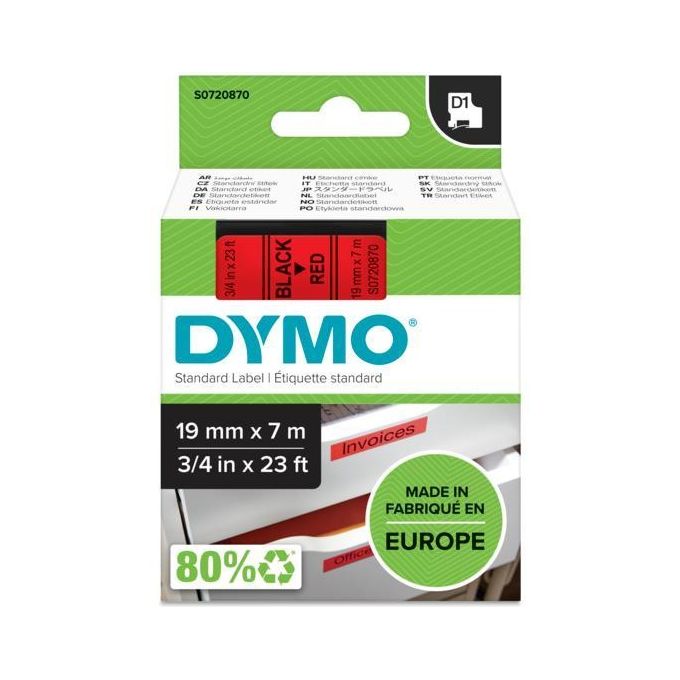 Dymo Nastro D1 19mmx7m Nero Rosso