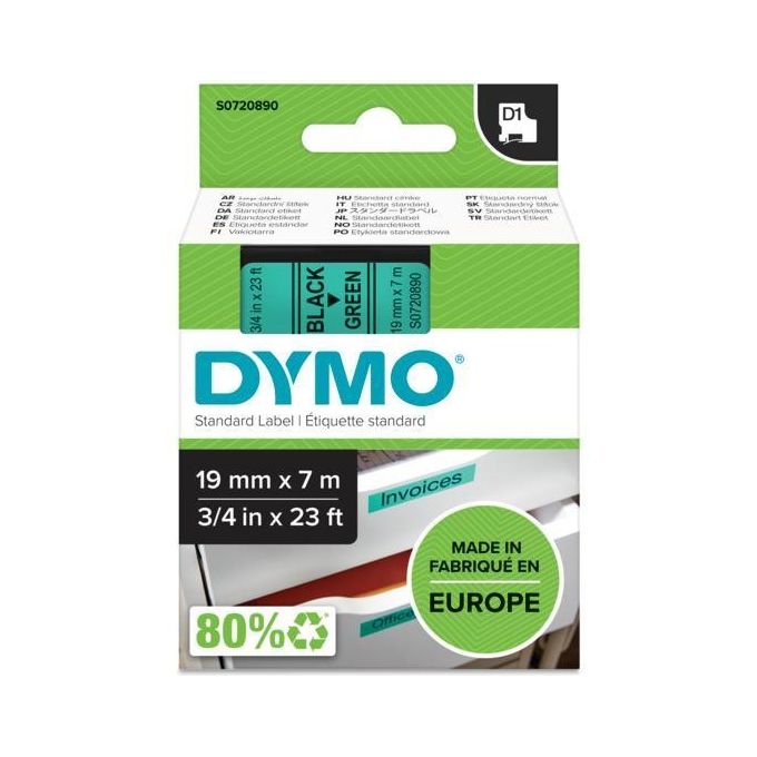Dymo Rhino 19mmx7mt Nero-Verde