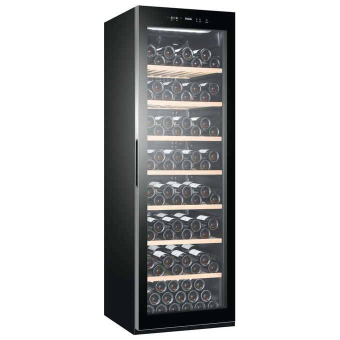 Haier HWS188GAE Wine cellar Cantinetta Vino 188 Bottiglie Classe G - Ripiani in Legno Temperatura 5 - 20 °C Vetro Anti UV colore Nero
