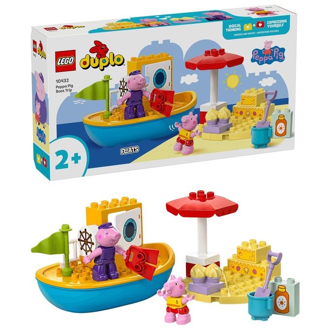 LEGO DUPLO Viaggio in Barca di Peppa Pig Giochi Educativi per Bambine e Bambini da 2 Anni Giocattolo per l'Apprendimento Prescolare da Costruire con 2 Personaggi Idea Regalo 10432