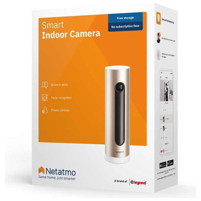 Netatmo Telecamera di sorveglianza interna intelligente, WIFI, rilevamento del movimento, visione notturna, nessun abbonamento, NSC01-EU