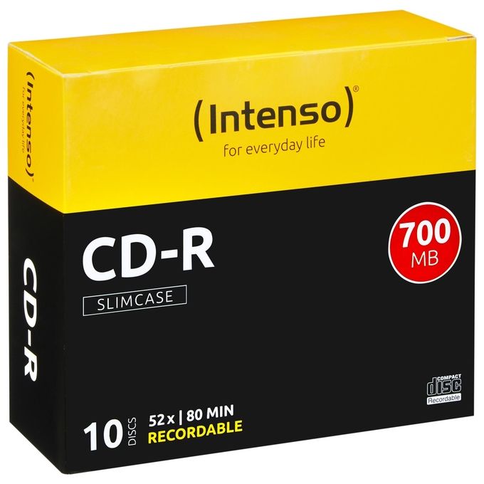 Intenso Cd-R 700Mb 80 M.52x Slim Case 10 Pezzi