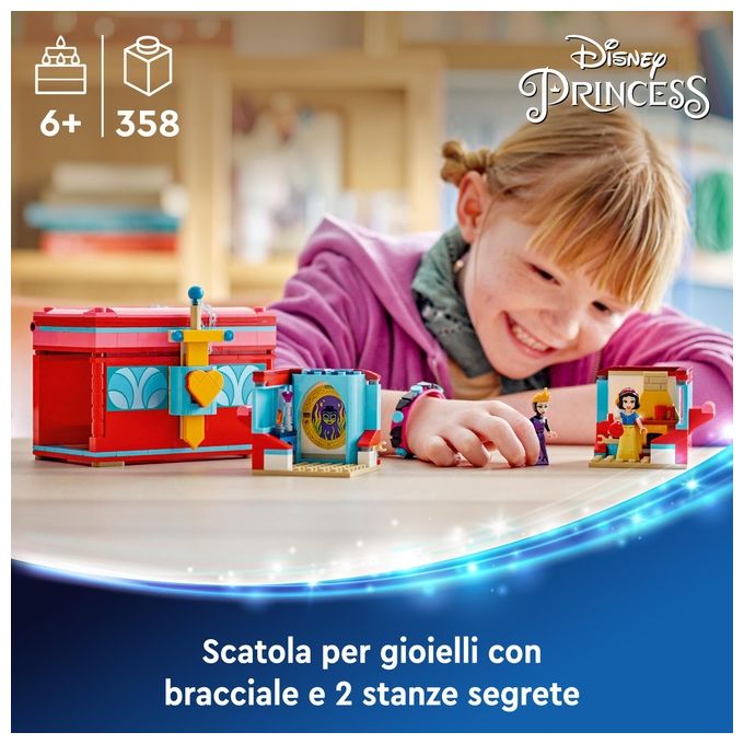 LEGO Disney Portagioie di Biancaneve Giocattolo Principesse da Costruire Giochi per Bambine e Bambini da 6 Anni con Mini Bamboline Accessori e un Braccialetto Personalizzabile Idea Regalo 43276