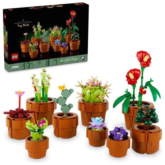 LEGO Icons 10329 Piantine, Collezione Botanica con Fiori Artificiali, Decorazione Casa, Idea Regalo di Compleanno Donna o Uomo