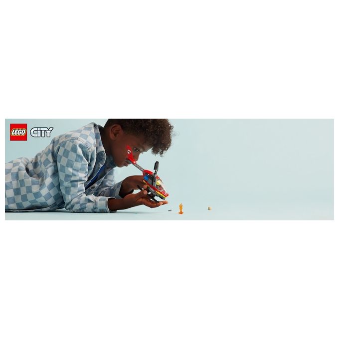 LEGO City 60411 Elicottero dei Pompieri, Veicolo Giocattolo con 2 Elementi Lancia-Acqua e Minifigure, Giochi per Bambini 5+