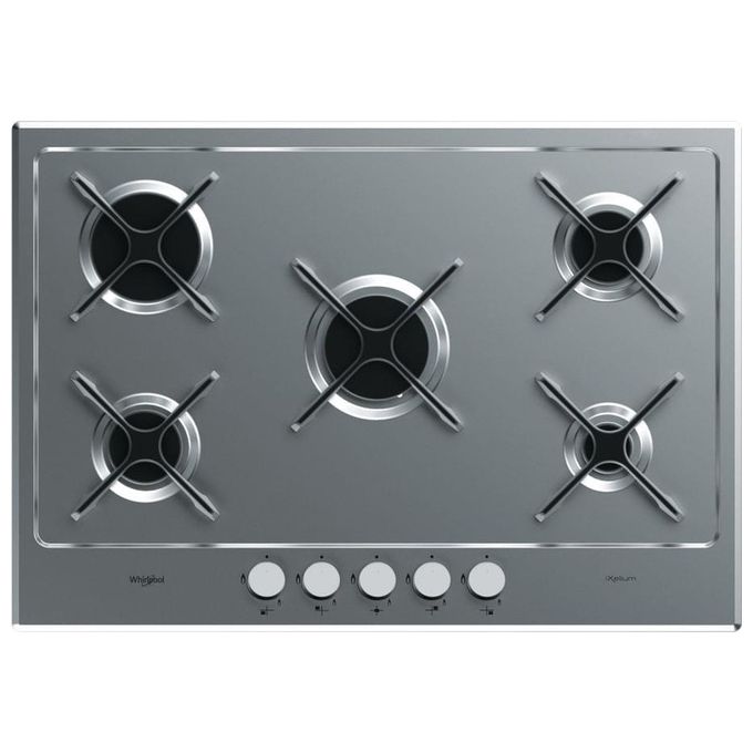 Whirlpool GMA 7514-IXL Piano Cottura a Gas 5 Zone iXelium Griglie in Ghisa 73 cm Acciaio Inox