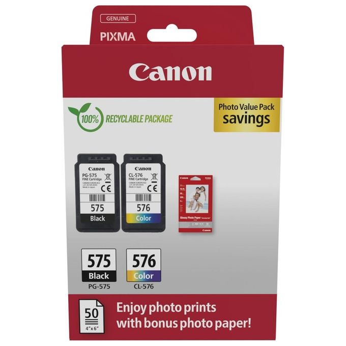 Canon 5438C004 Cartuccia d'Inchiostro 2 Pezzi Originale Nero-Ciano-Magenta-Giallo