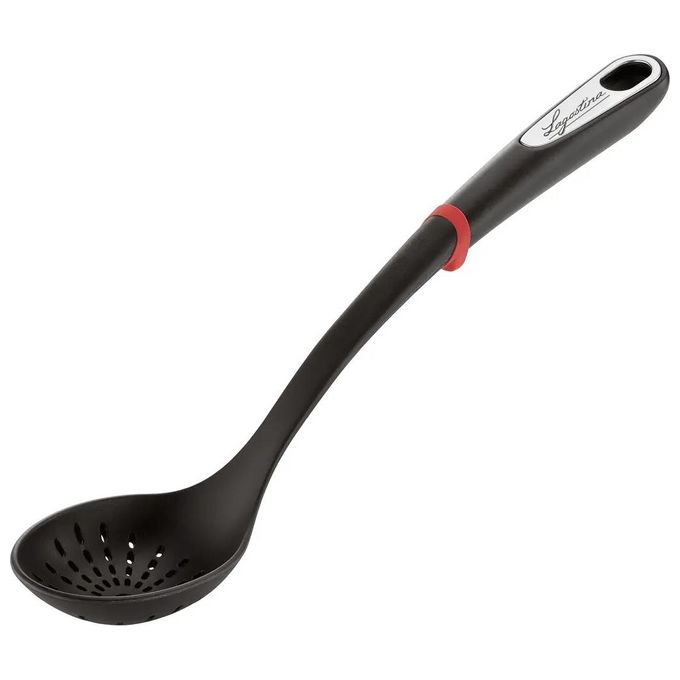Lagostina Ingenio Smart Cucchiaione Scolapasta con Anello Antiscivolo Nero e Rosso