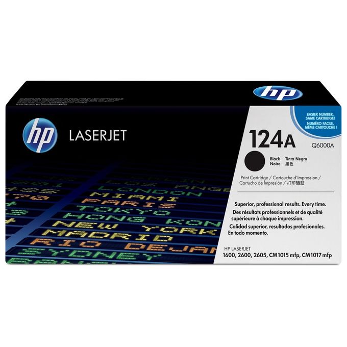 HP 124A Q6000A Cartuccia Toner Originale, da 2500 Pagine per Stampanti HP Color LaserJet Serie MFP 1600, MFP 2600 e HP Color Laserjet CM1015 MFP, Nero