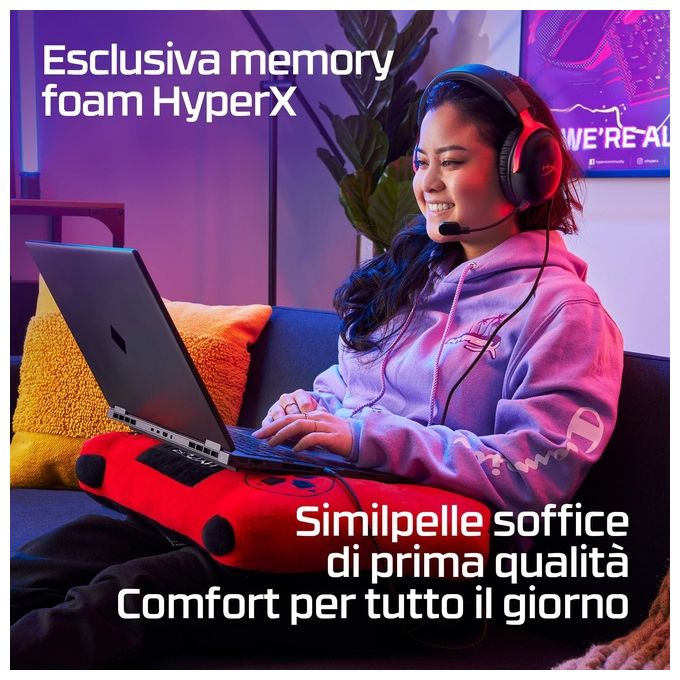 HP HyperX Cloud III Cuffie da Gaming Nero-Rosso