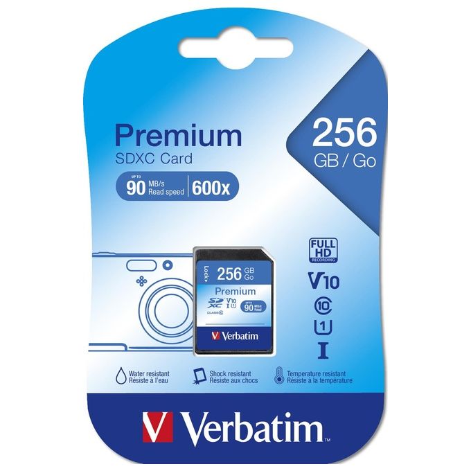 Verbatim Premium Memoria Flash 256Gb SDXC Classe 10 UHS-I