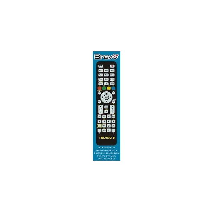 Bravo 92602666 Techno 3 Telecomando Universale Programmabile 3 Banchi di Memoria TV VCR DVD SAT DTT SKY colore Nero
