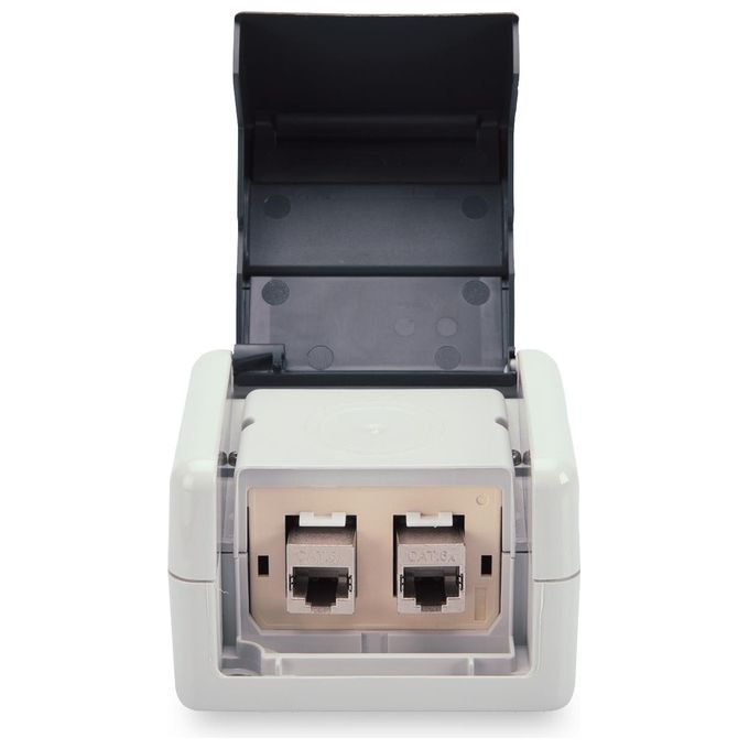 Digitus Set Prese di Collegamento Dati con Coperchio Ribaltabile Incluso Inserto per 2 Moduli Keystone Ip44