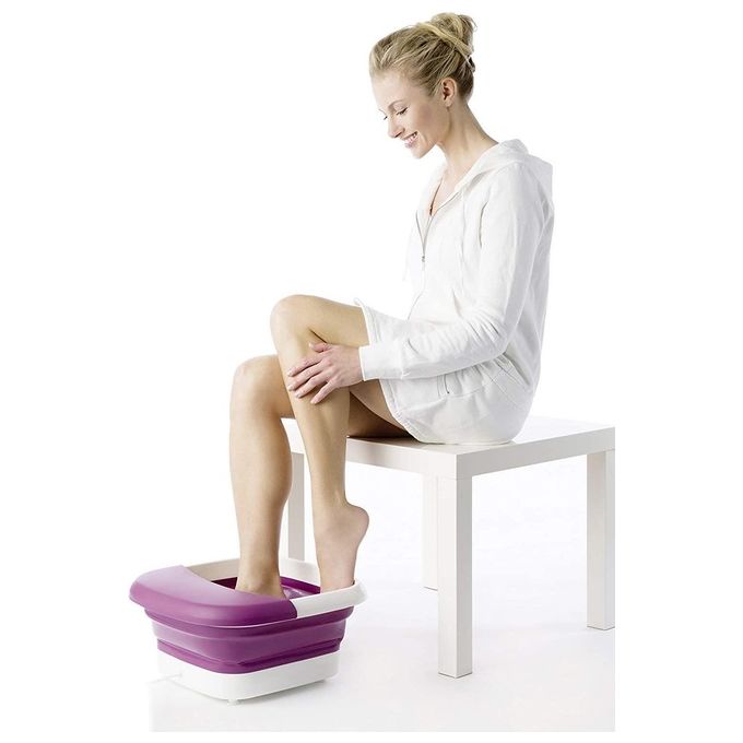 Beurer FB 30 – Massaggiatore elettrico per piedi, tecnologia idromassaggio + vibrazione, 3 livelli di intensita', Alimentazione a rete, Funzioni: riscaldamento acqua, rulli massaggianti, richiudibile salvaspazio, Accessori inclusi, Colore Bianco-Grigio