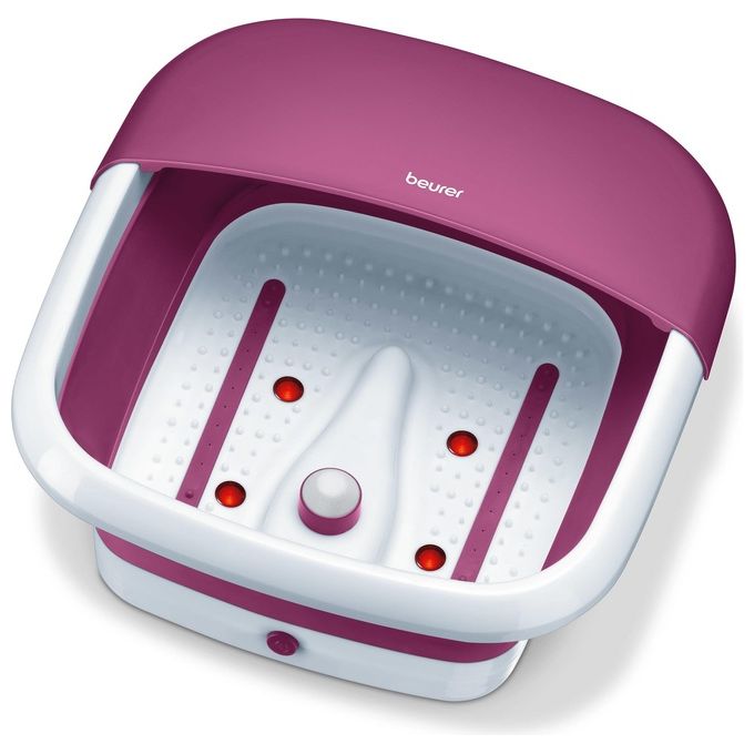 Beurer FB 30 – Massaggiatore elettrico per piedi, tecnologia idromassaggio + vibrazione, 3 livelli di intensita', Alimentazione a rete, Funzioni: riscaldamento acqua, rulli massaggianti, richiudibile salvaspazio, Accessori inclusi, Colore Bianco-Grigio