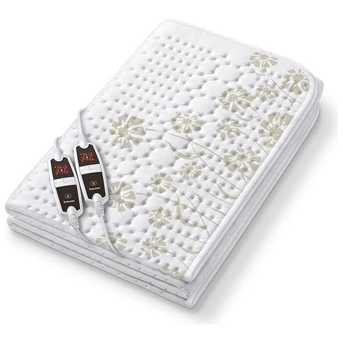 Beurer UB 68 XXL - Coprimaterasso termico matrimoniale XXL, 2 zone riscaldamento indipendenti, 4 livelli di temperatura ciascuna, spegnimento automatico dopo 12 h, sistema di sicurezza BSS, superficie in morbido fleece Oeko‑Tex, comandi LED rimovibili, B