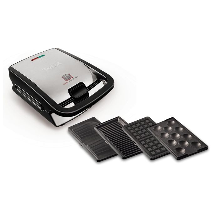Tefal SW 854 D Snack Collection Tostapane per Waffle e Sandwich 700W Nero-Acciaio Inossidabile
