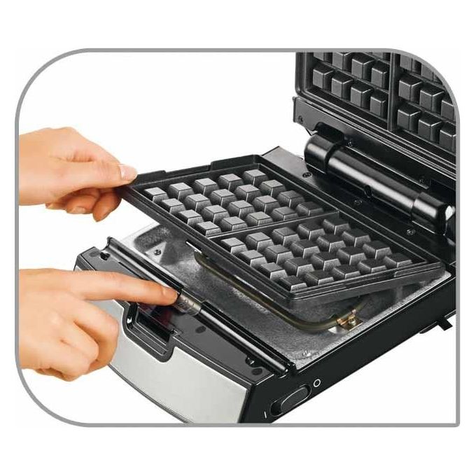 Tefal SW 854 D Snack Collection Tostapane per Waffle e Sandwich 700W Nero-Acciaio Inossidabile