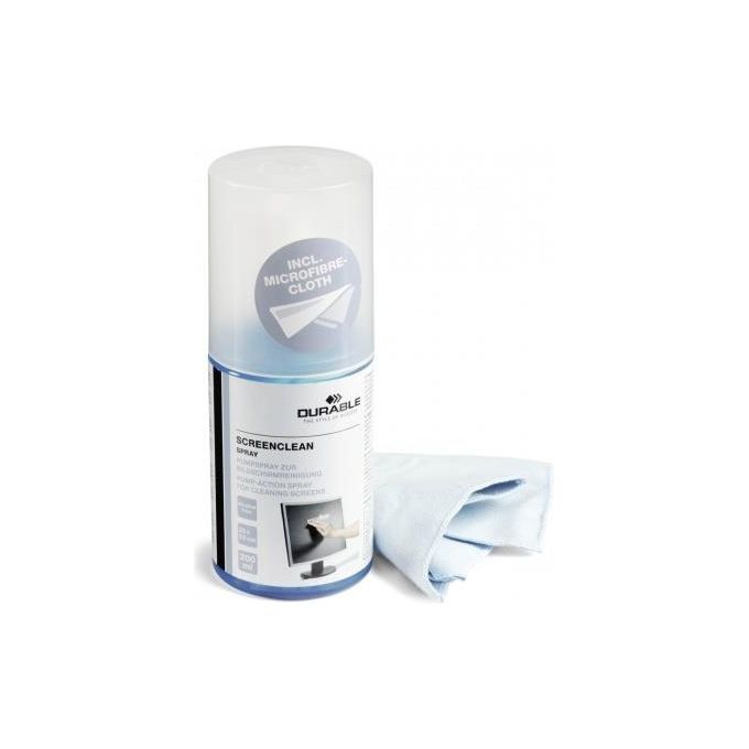 Durable SCREENCLEAN SPRAY 200ml Pump Action Spray  Cloth