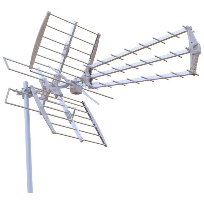 Digiquest Antenna Digitale Terrestre Combo Vhf-uhf ch. 5-12-21-69, Guad. 7-10db-10-14db, 28 Elementi