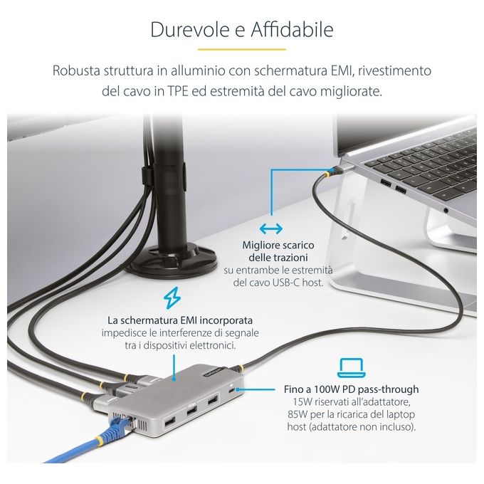 StarTech.com Adattatore Multiporta USB-C Docking Station USB Type-C 2x 4K30Hz  HDMI e DisplayPort 4K 60Hz Hub USB a 3 Porte 10Gbps
