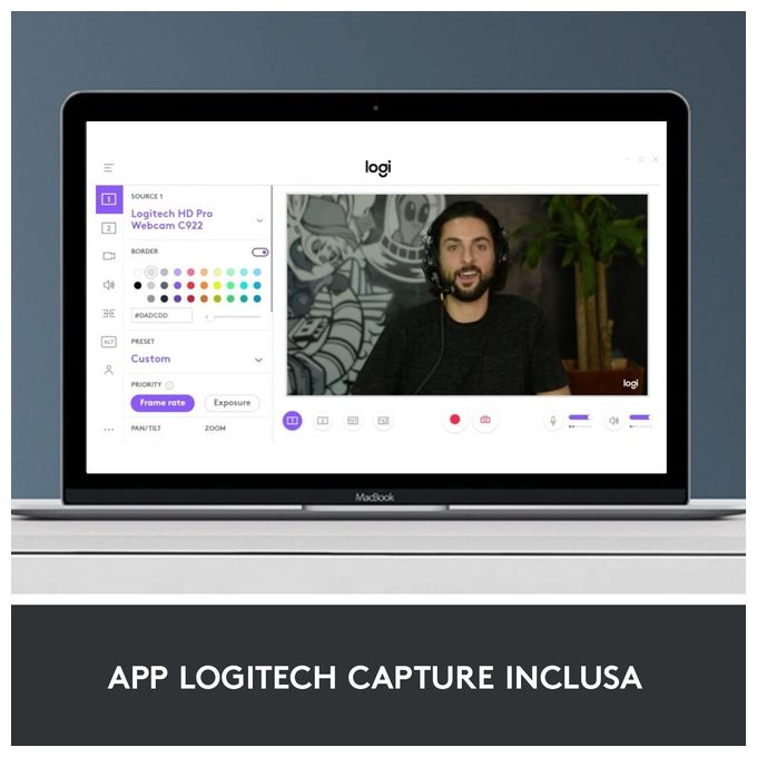Logitech, Webcam HD Pro C920, Full HD 1080p, Audio Stereo, Correzione Luce HD