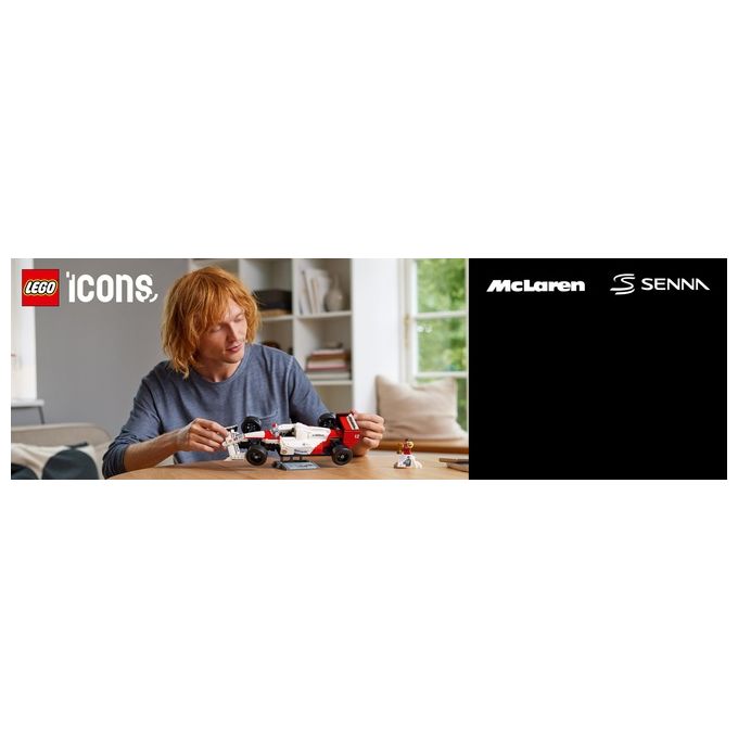 LEGO 10330 Icons Modellino da Costruire McLaren MP4-4 con Minifigure di Ayrton Senna 693 pezzi colore Nero