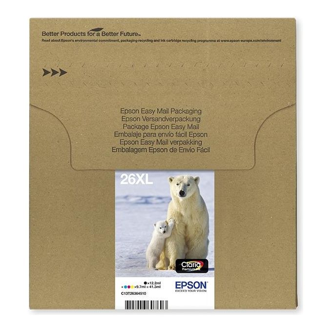 Epson 26 Serie Orso Polare, Cartuccia originale getto d'inchiostro Claria Premium, Formato XL, Multipack 4 Colori