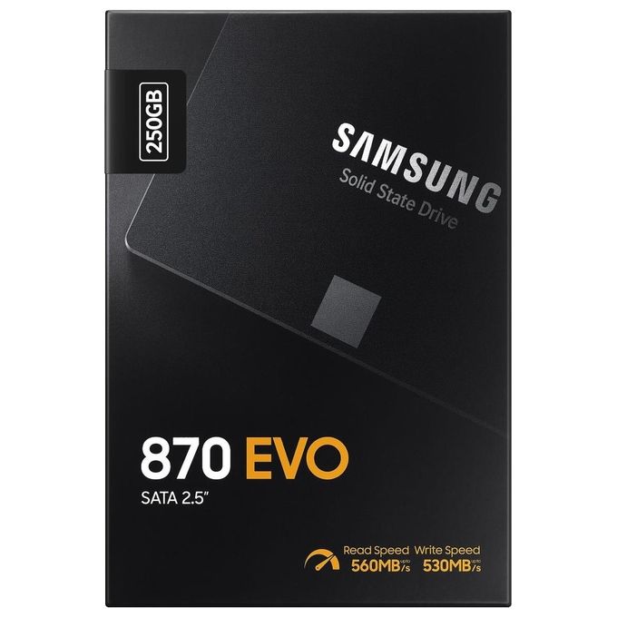 Samsung Memorie SSD 870 EVO, 250 GB, Fattore di forma 2.5, Tecnologia Intelligent Turbo Write, Software Magician 6, Colore Nero