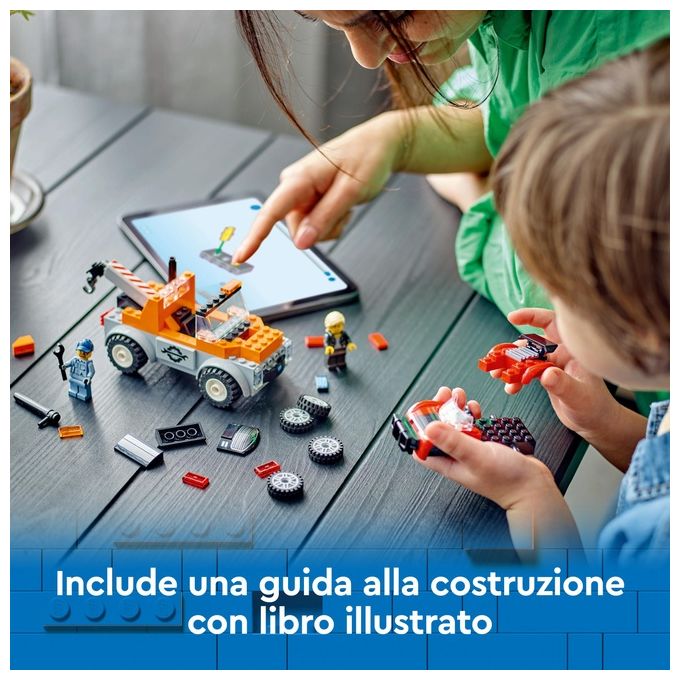 LEGO City Autogru' e Officina Auto Sportive Giocattolo Giochi Creativi da Meccanico per Bambini e Bambine da 4 Anni con Camion Carro Attrezzi e Macchina da Costruire Idea Regalo da Collezione 60435