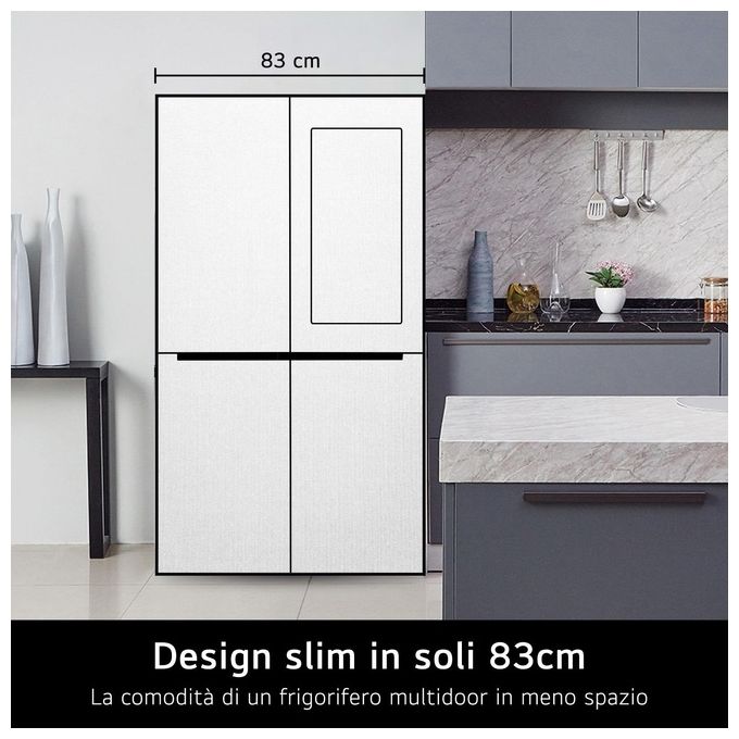 LG GMV860EPDE Frigorifero Multidoor InstaView Slim 530 Litri Classe E Wi-Fi Linear Cooling Total No Frost 835x1787x730 Matte Black