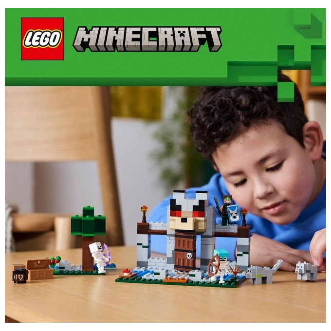 LEGO Minecraft Il Castello del Lupo Giocattolo da Costruire con il Personaggio del Domatore 2 Animali e 2 Scheletri con Armi Giochi di Ruolo per Bambini e Bambine da 8 Anni in su Idea Regalo 21261